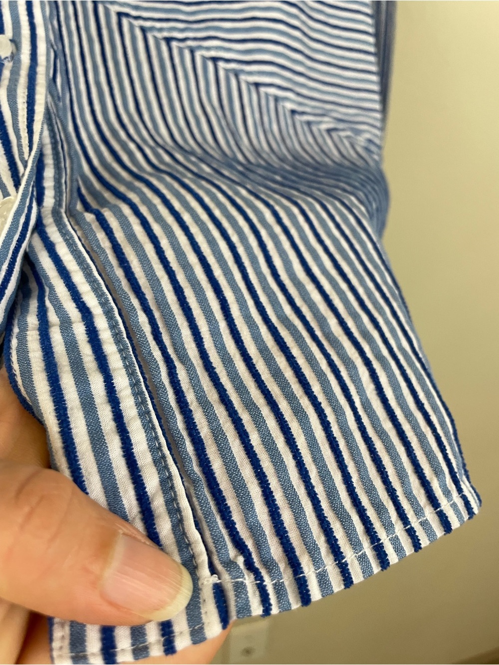 Finley Blue & White Textured Striped Collared Button Up Shirt Size Medium - Picture 6 of 8